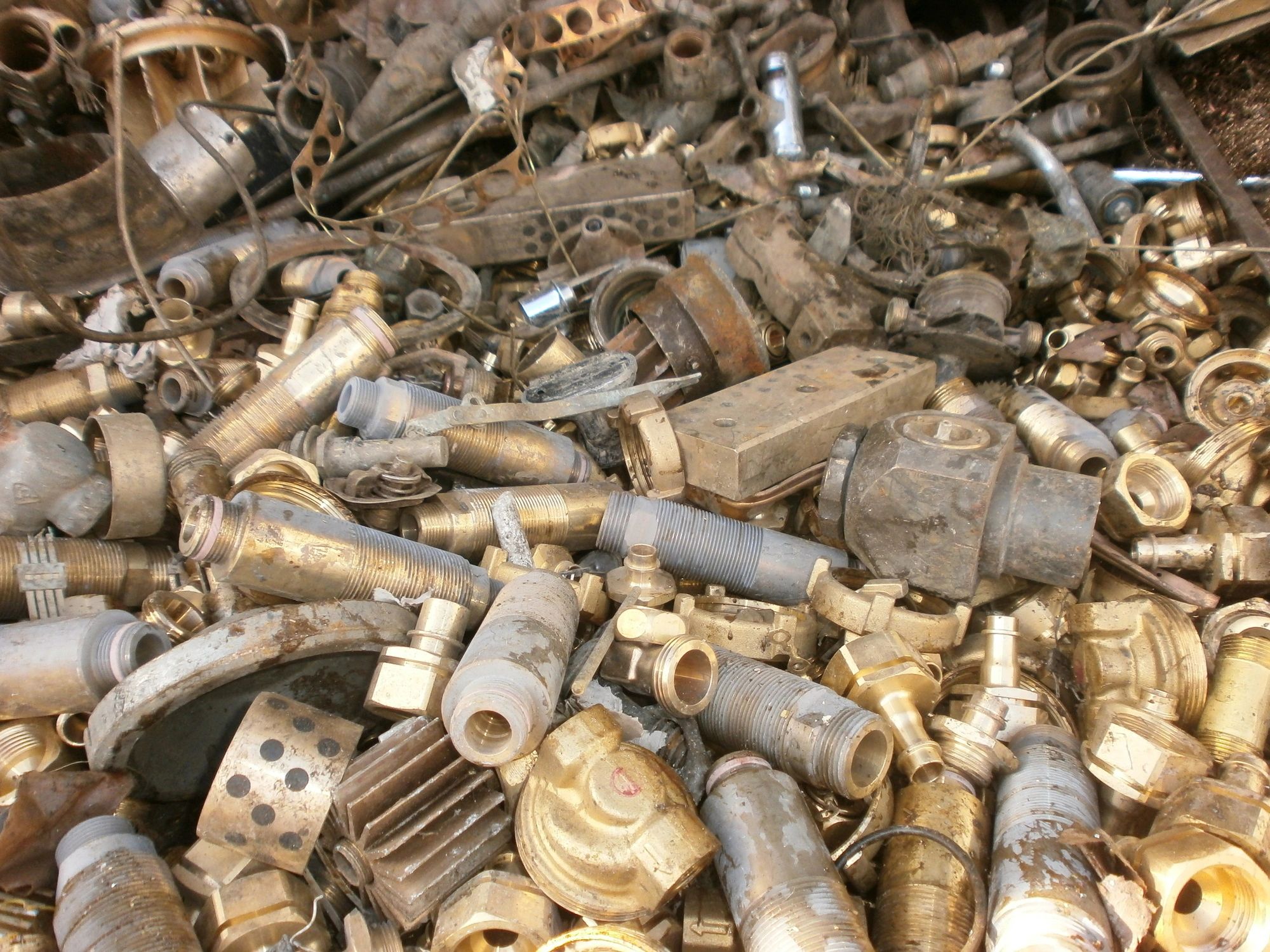 Brass scrap metal ready for recycling